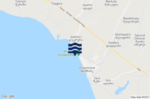 Karte der Gezeiten Ochamchira District, Georgia