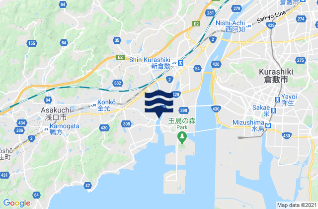 Karte der Gezeiten Oda-gun, Japan