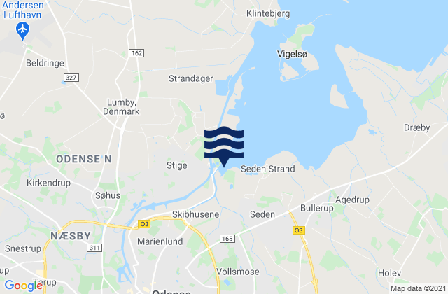 Karte der Gezeiten Odense Kommune, Denmark