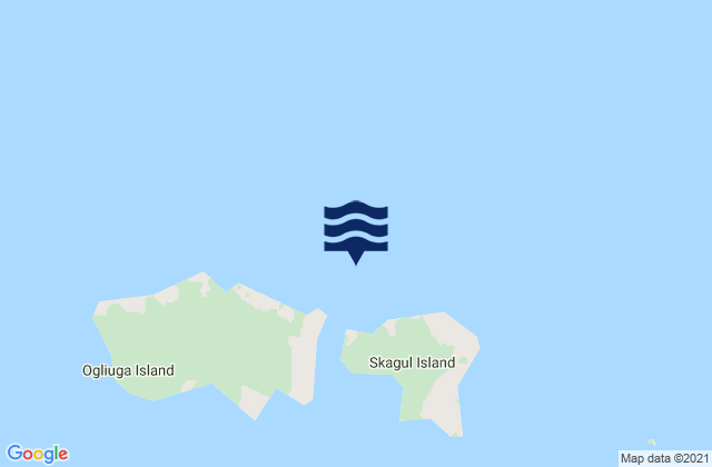 Karte der Gezeiten Ogliuga Island pass East of Delarof Is, United States