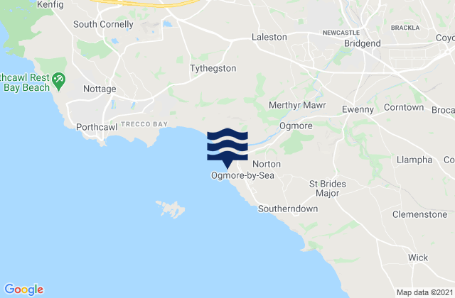 Karte der Gezeiten Ogmore-by-Sea Beach, United Kingdom
