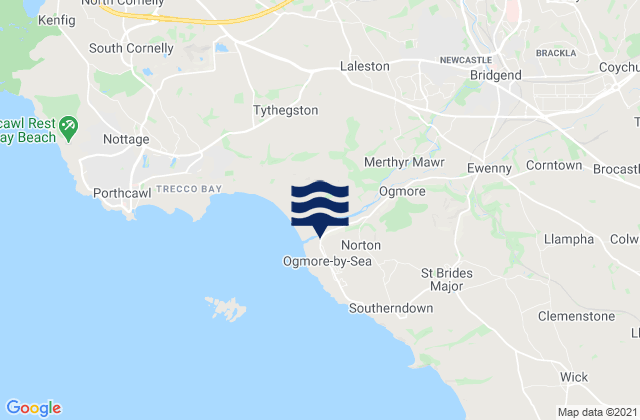 Karte der Gezeiten Ogmore-by-Sea, United Kingdom