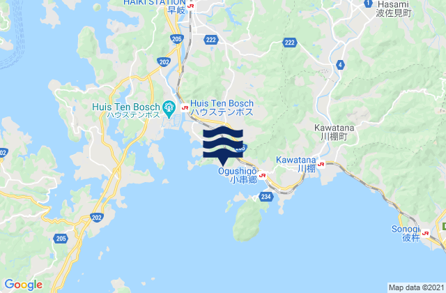Karte der Gezeiten Ogusi Wan, Japan