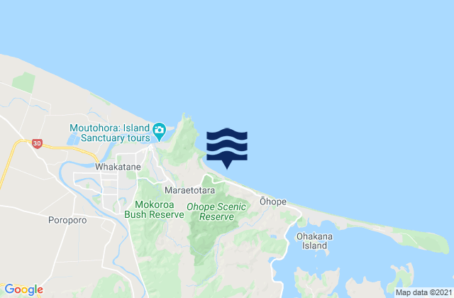 Karte der Gezeiten Ohope Beach, New Zealand