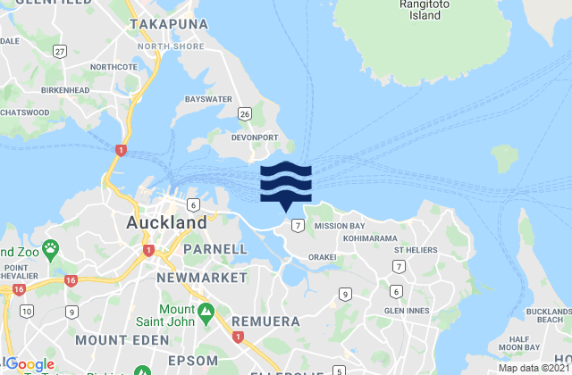 Karte der Gezeiten Okahu Bay, New Zealand