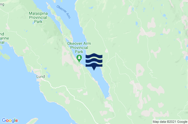 Karte der Gezeiten Okeover Inlet, Canada
