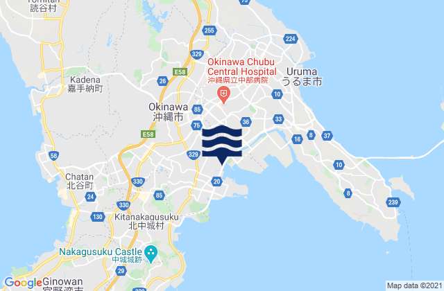Karte der Gezeiten Okinawa Shi, Japan