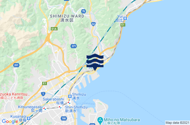 Karte der Gezeiten Okitu, Japan