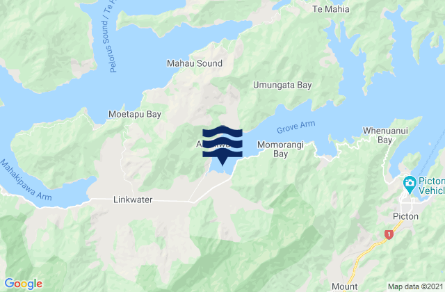 Karte der Gezeiten Okiwa Bay, New Zealand