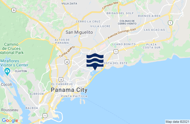 Karte der Gezeiten Old Panama, Panama