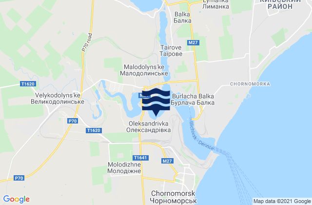 Karte der Gezeiten Oleksandrivka, Ukraine