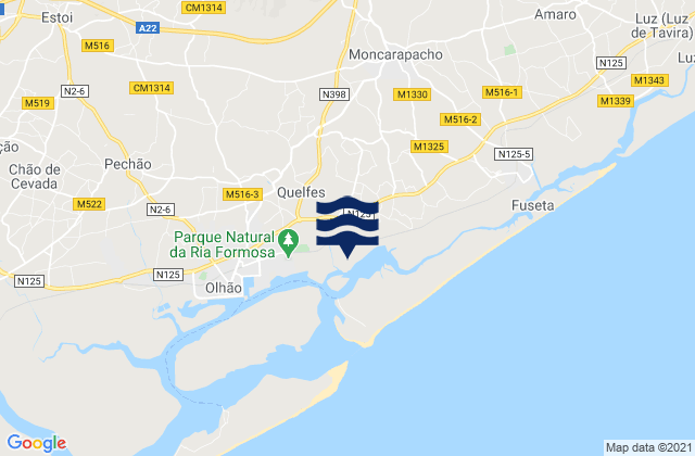 Karte der Gezeiten Olhão, Portugal