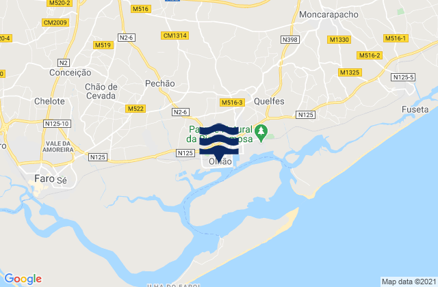 Karte der Gezeiten Olhão, Portugal