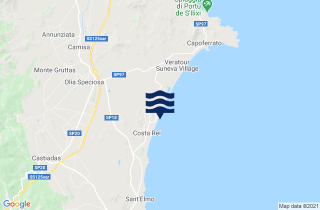 Karte der Gezeiten Olia Speciosa, Italy