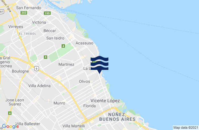 Karte der Gezeiten Olivos, Argentina