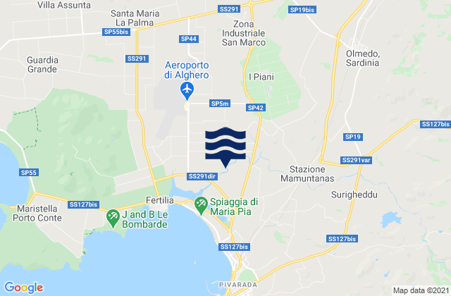 Karte der Gezeiten Olmedo, Italy