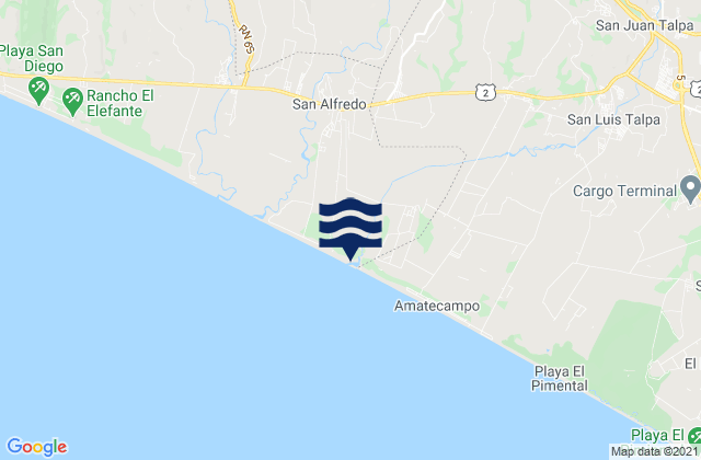 Karte der Gezeiten Olocuilta, El Salvador