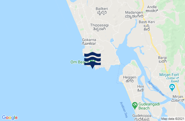Karte der Gezeiten Om Beach (Gokarna), India