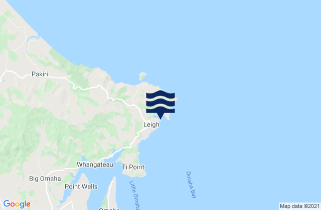 Karte der Gezeiten Omaha Cove, New Zealand