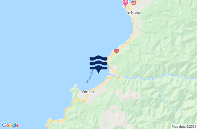 Karte der Gezeiten Omaio Bay (Motunui Island), New Zealand