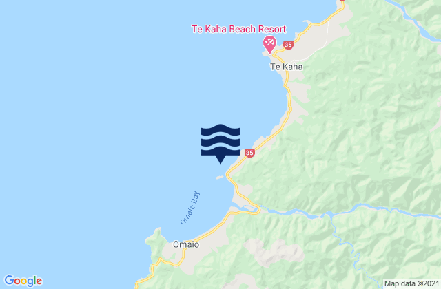 Karte der Gezeiten Omaio Bay - Motunui Island, New Zealand