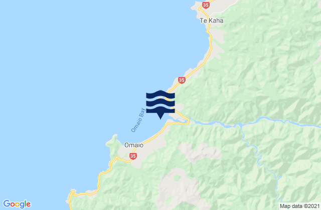 Karte der Gezeiten Omaio Bay, New Zealand