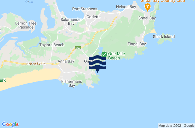 Karte der Gezeiten One Mile Beach, Australia
