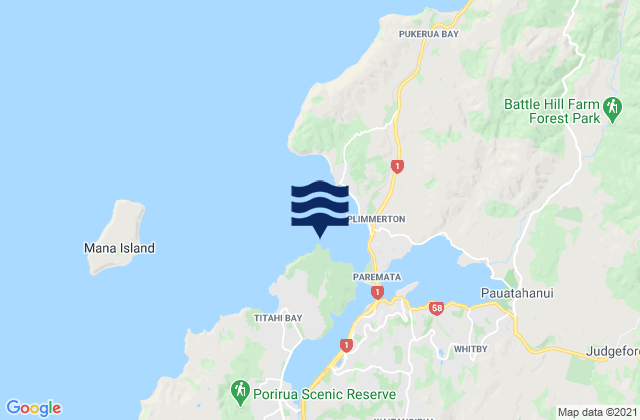 Karte der Gezeiten Onehunga Bay, New Zealand
