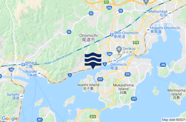 Karte der Gezeiten Onomichi-shi, Japan