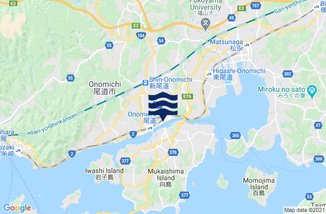 Karte der Gezeiten Onomichi, Japan
