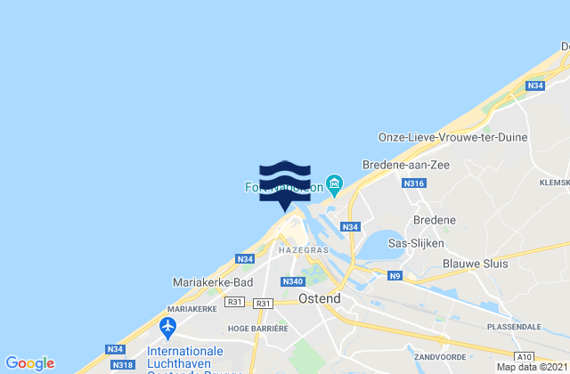 Karte der Gezeiten Oostende, Belgium
