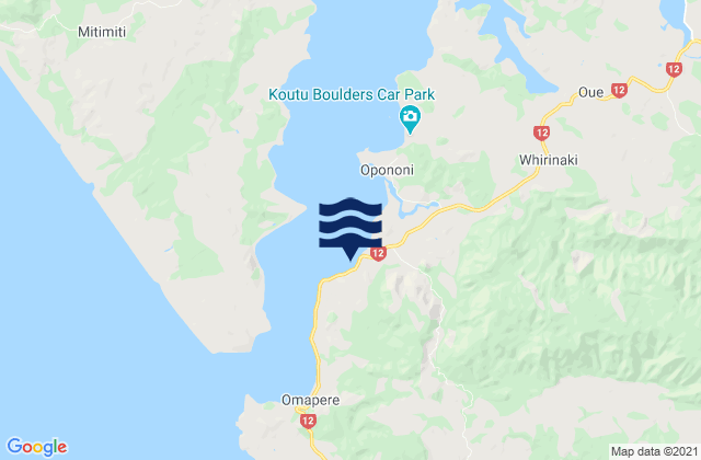 Karte der Gezeiten Opononi, New Zealand