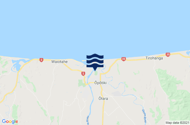 Karte der Gezeiten Opotiki District, New Zealand
