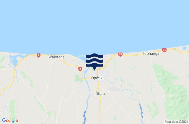 Karte der Gezeiten Opotiki, New Zealand