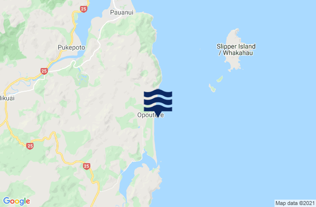 Karte der Gezeiten Opoutere Beach, New Zealand
