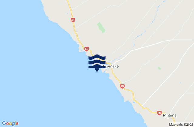 Karte der Gezeiten Opunake Bay, New Zealand