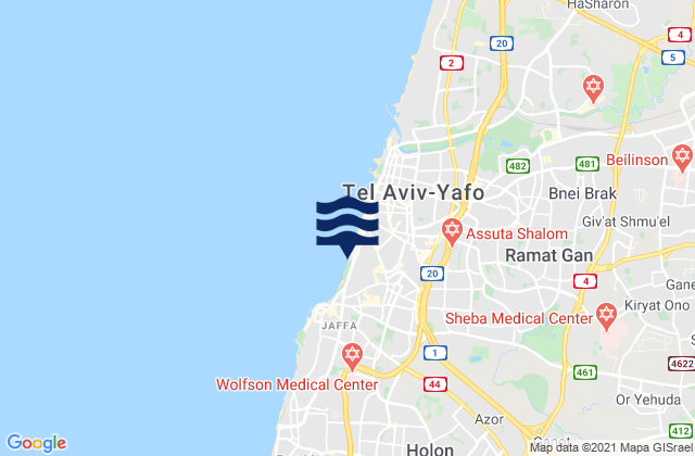Karte der Gezeiten Or Yehuda, Israel