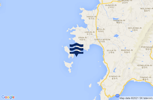 Karte der Gezeiten Oran-ni Maro-hae, South Korea