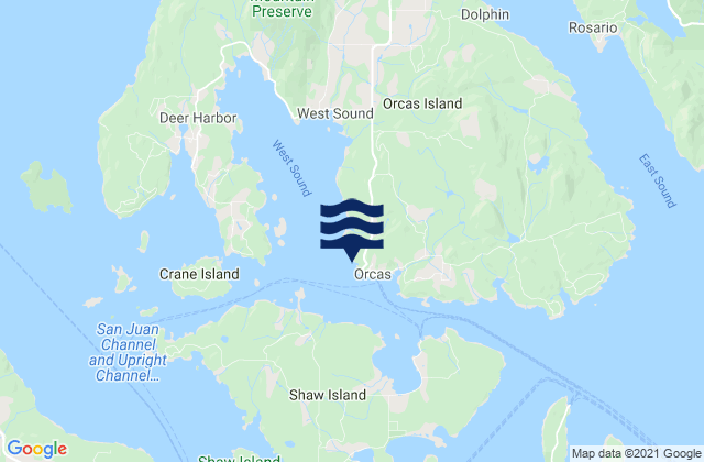 Karte der Gezeiten Orcas (Orcas Island), United States
