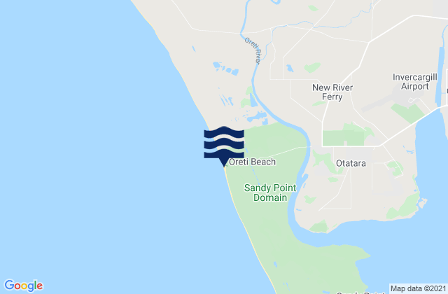 Karte der Gezeiten Oreti Beach, New Zealand