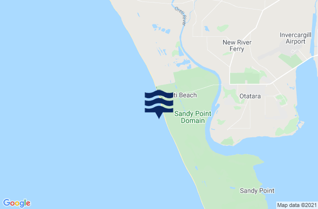 Karte der Gezeiten Oreti Beach, New Zealand