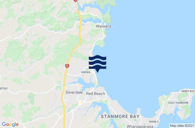 Karte der Gezeiten Orewa Beach, New Zealand