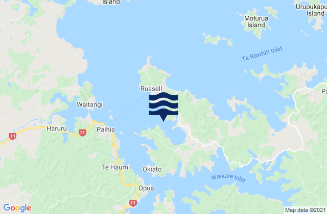 Karte der Gezeiten Orongo Bay, New Zealand