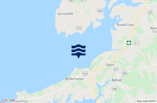 Karte der Gezeiten Orwell Bay, Canada