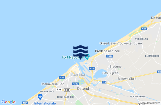 Karte der Gezeiten Ostend Port, Belgium