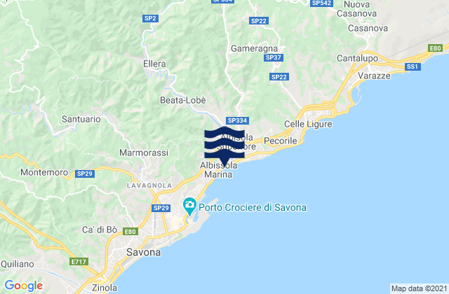 Karte der Gezeiten Osteria dei Cacciatori-Stella, Italy