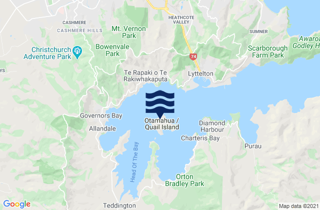Karte der Gezeiten Otamahua/Quail Island, New Zealand