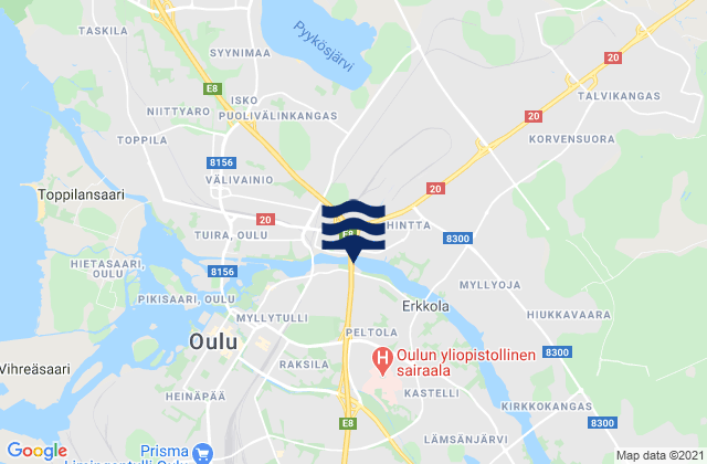 Karte der Gezeiten Oulu, Finland