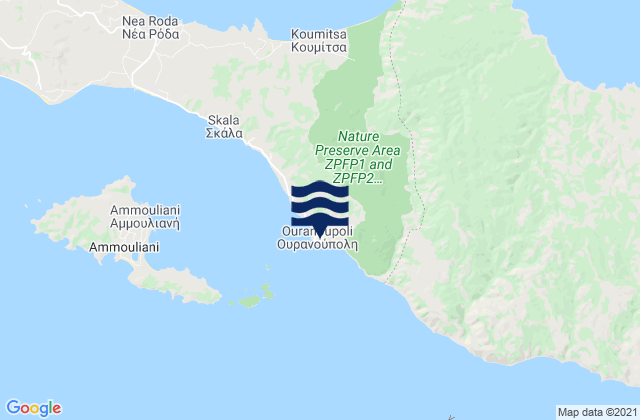 Karte der Gezeiten Ouranoupolis, Greece