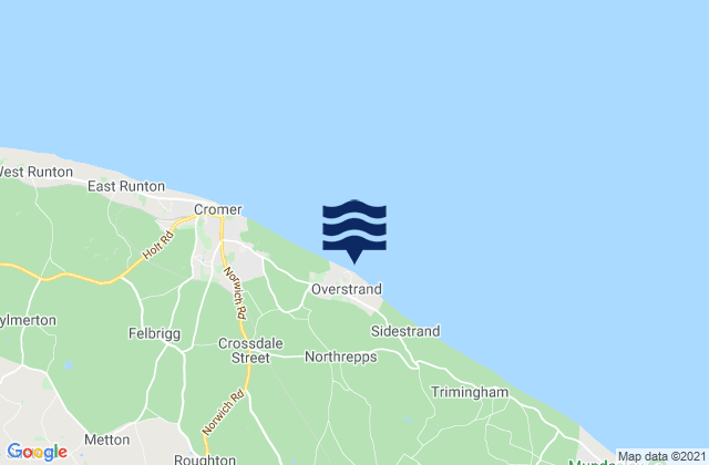Karte der Gezeiten Overstrand Beach, United Kingdom